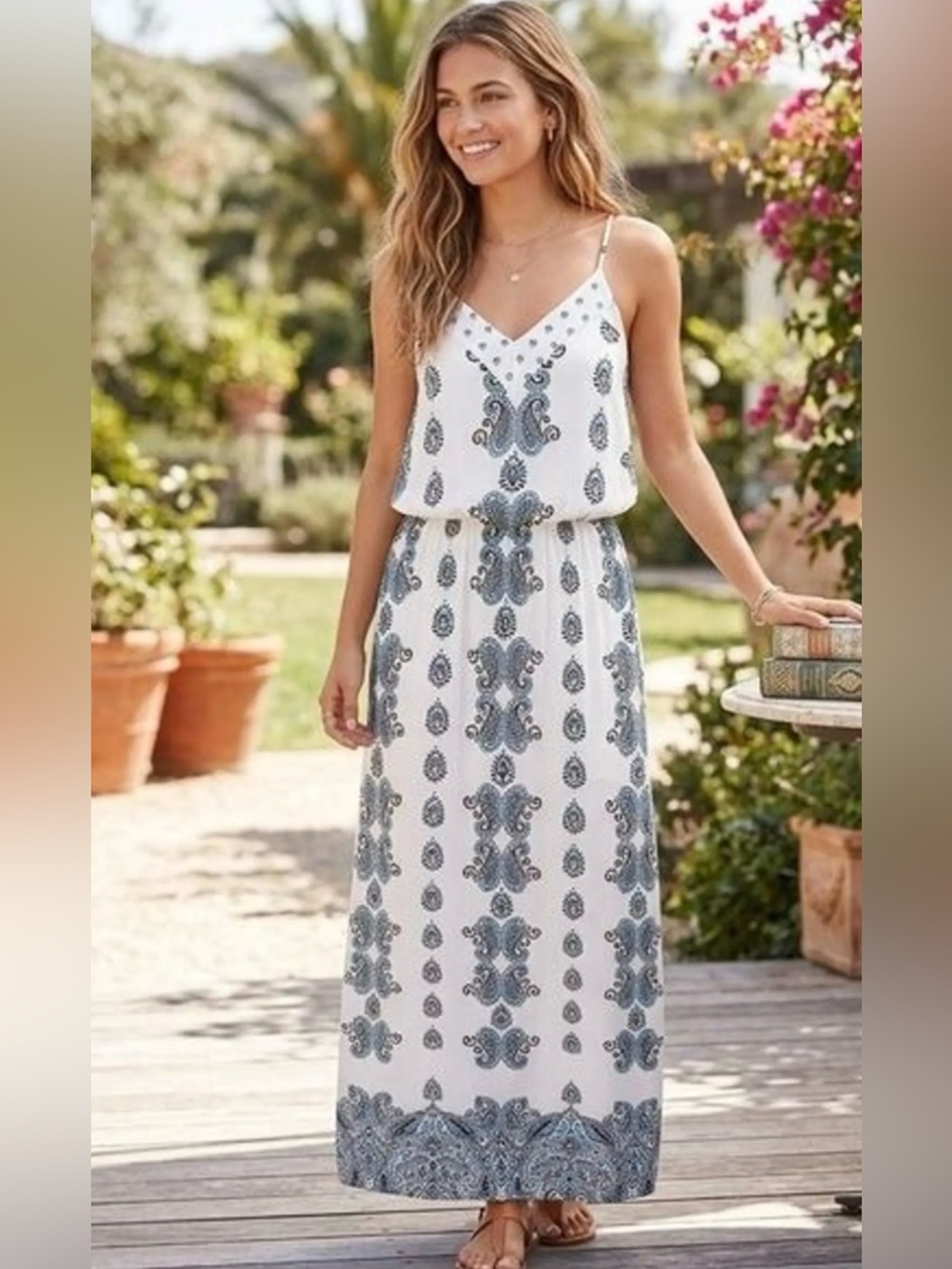 White House Black Market Paisley Print maxi dress